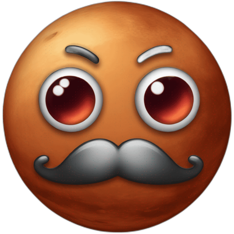 the round planet mars with furios eyes and moustache emoji