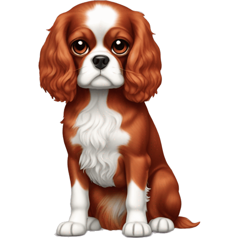 Ruby coloured cavalier King Charles full body emoji