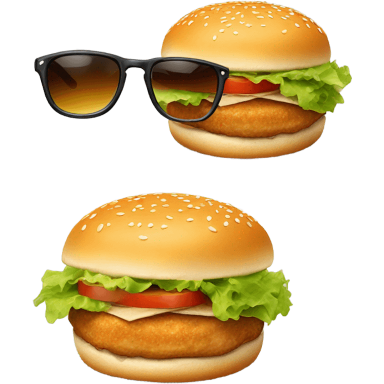 chicken burger with sunglassed on emoji