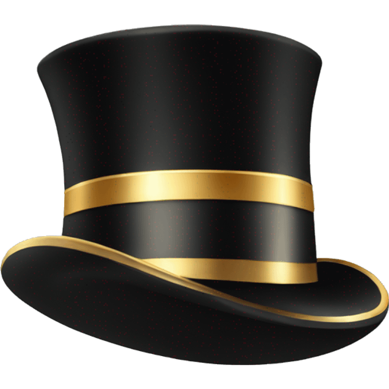 Isolated black top hat with shiny gold band emoji