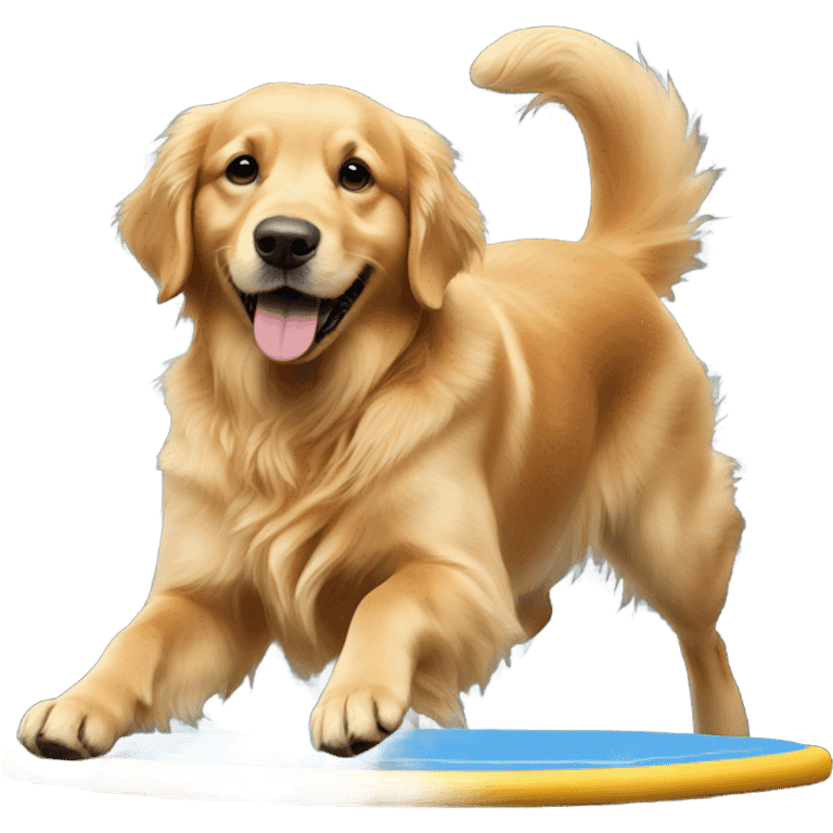 Golden retriever on a trampoline emoji