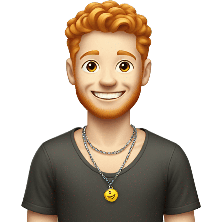 smiling ginger boy with necklace and phone emoji