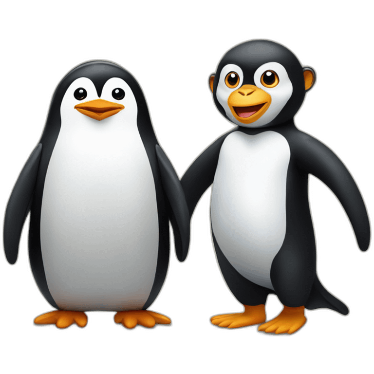 Penguin and monkey emoji