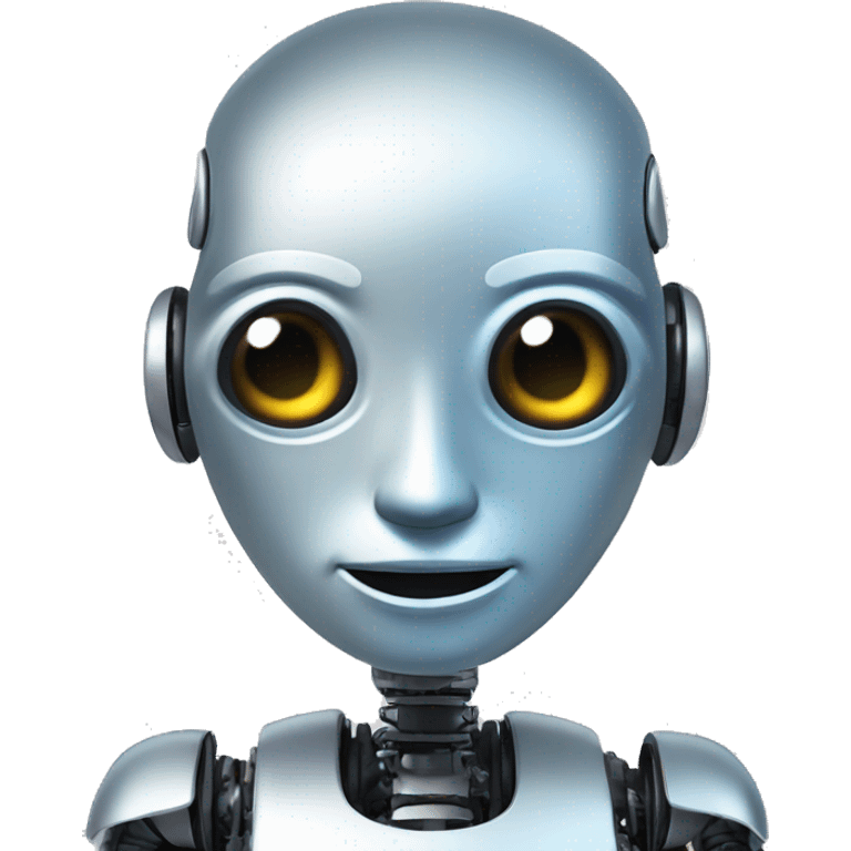 An AI robot, with digital elements in the background to emphasize its mental abilities emoji