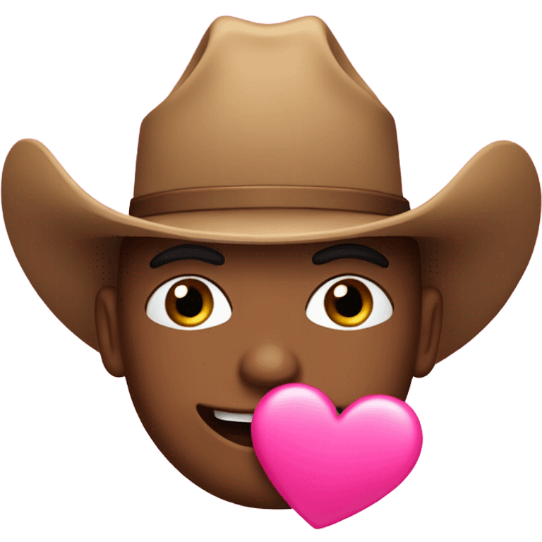 Pink emoji with heart eyes and a cowboy hat emoji