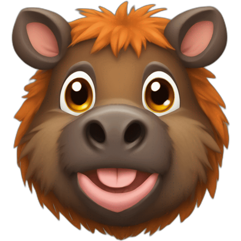 furry brown boar with orange cheeks emoji