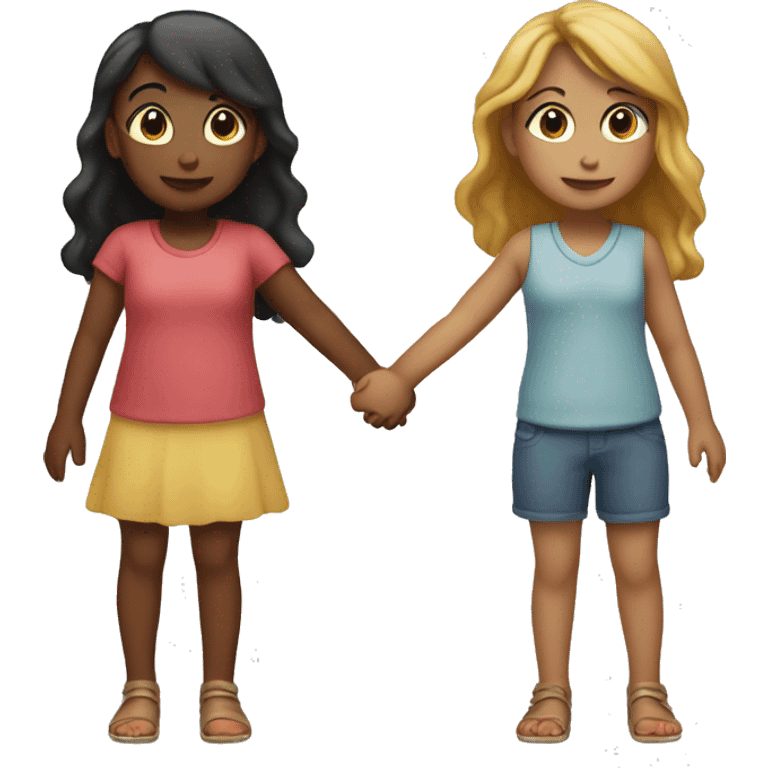 Two girls holding hands  emoji