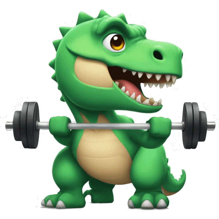 strong dino at gym emoji