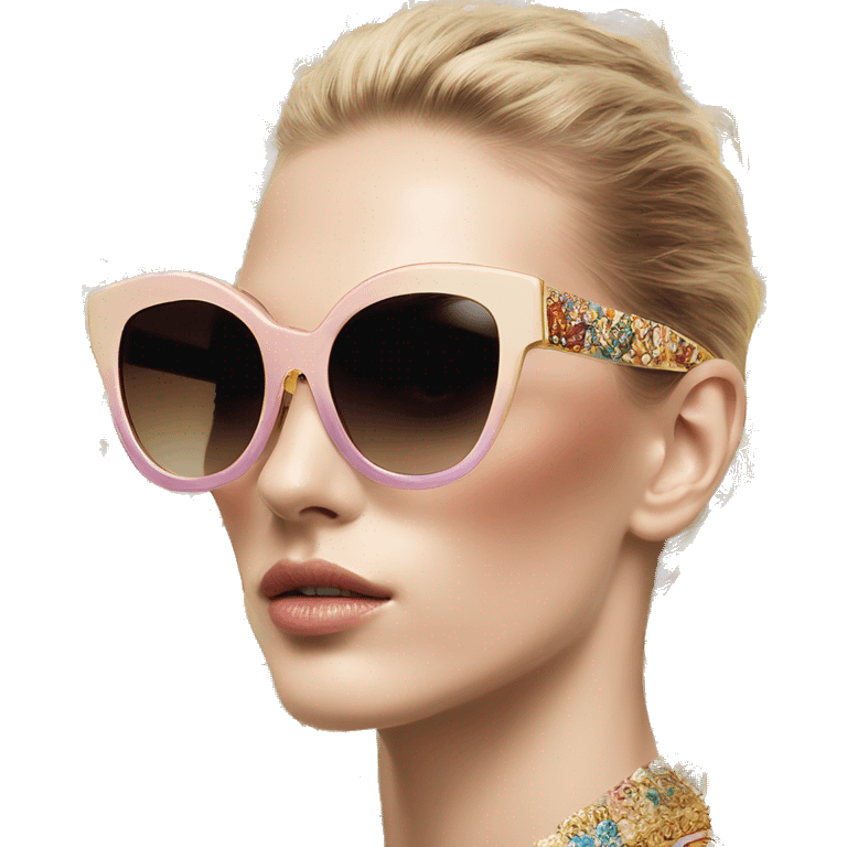 Dolce and Gabbana sunglasses with colourful pastel ornament and golden detais  emoji