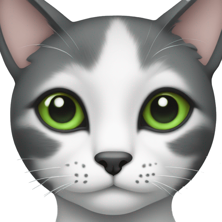 Black and white cat with green eyes emoji