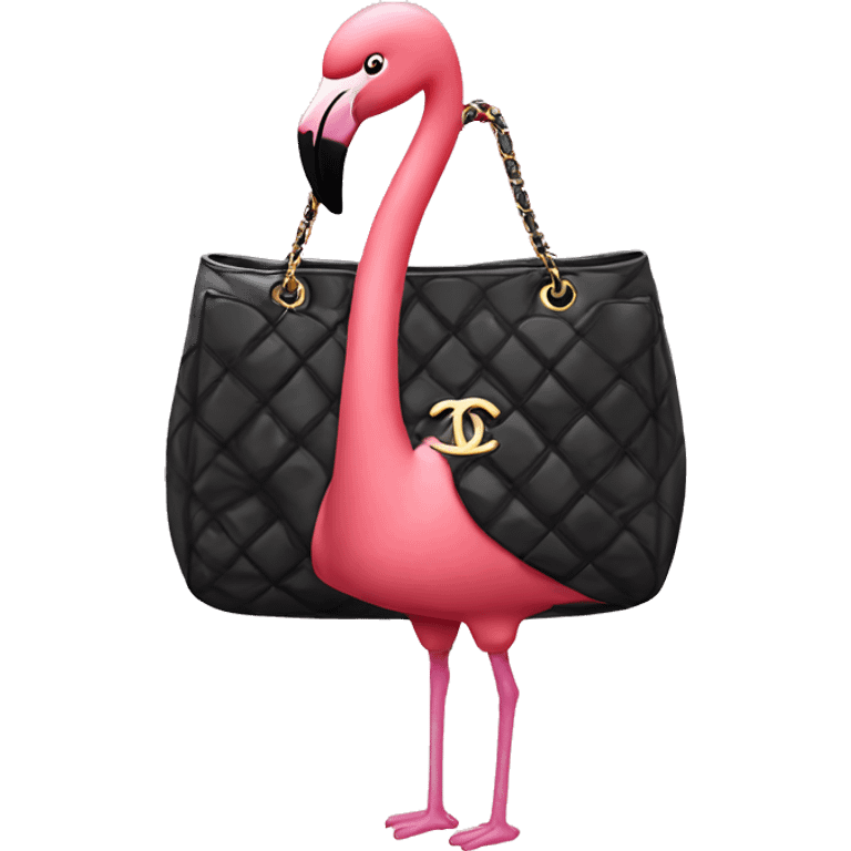 Flamingo wearing a chanel bag emoji