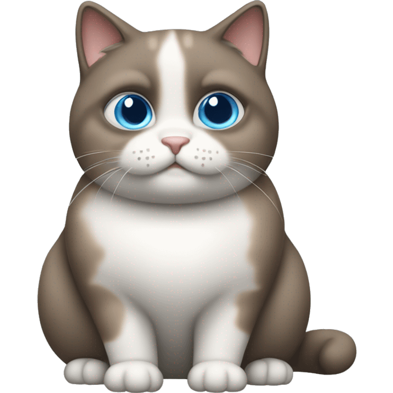 chubby blue-eyed brown grey white cat standing emoji