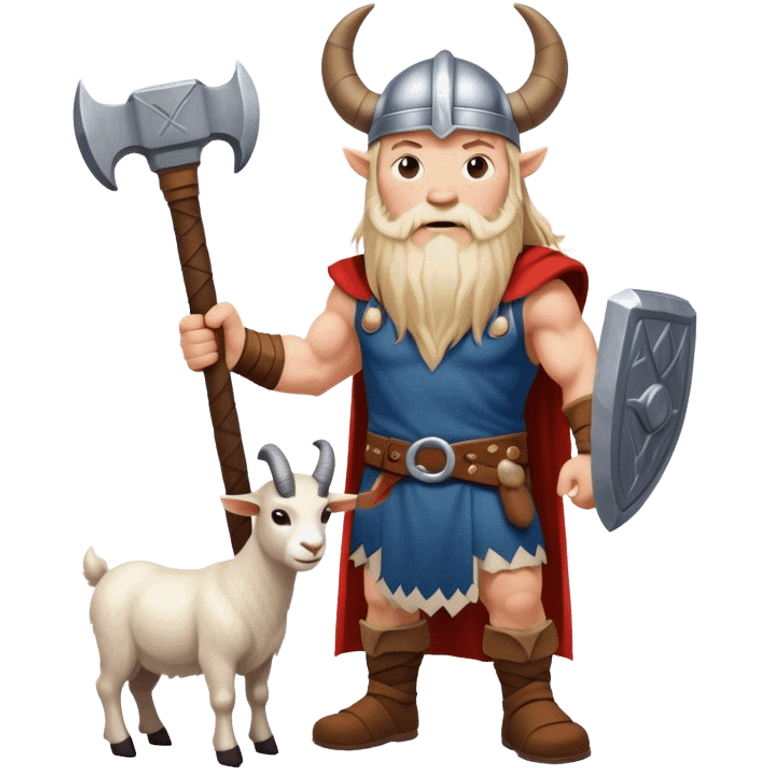 Viking norwegian goat in full height  with thors hammer emoji