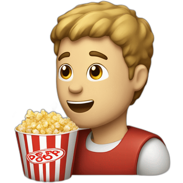 white guy eating popcorns drinking Beverage Box emoji