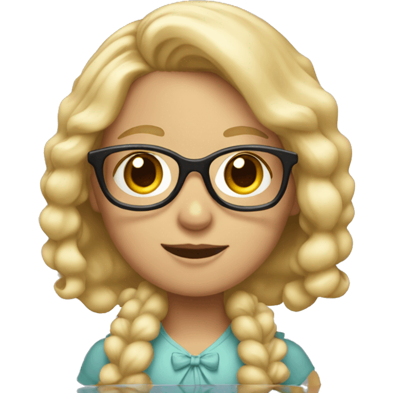 Girl with blond hair and glasses with bows in her hair  emoji