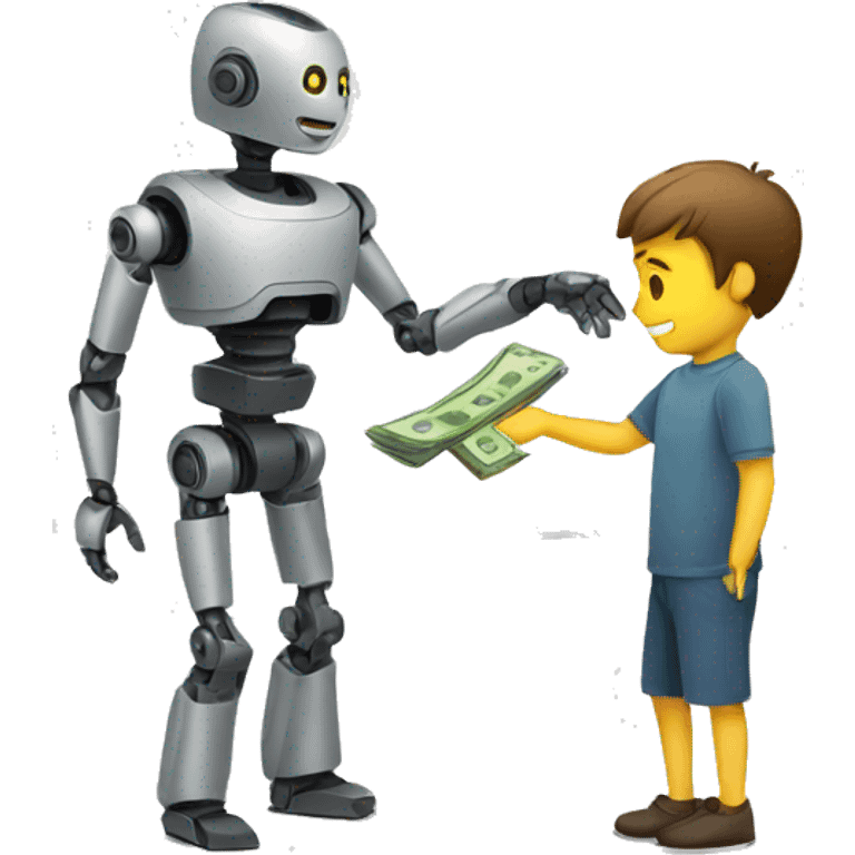 man giving money to robot emoji