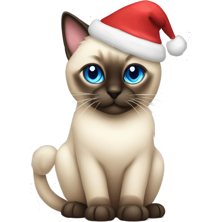 cute and fluffy siamese cat with christmas light emoji