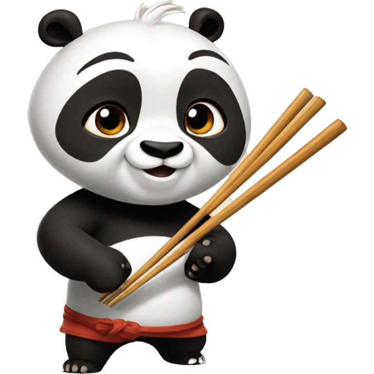 Kung Fu Panda, having chopsticks in one hand emoji