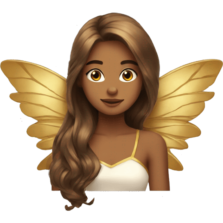 big wings, Beautiful, fairy, gold, brown, long hair emoji