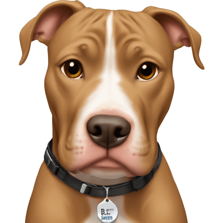 Light brown pitbull with B name tag  emoji