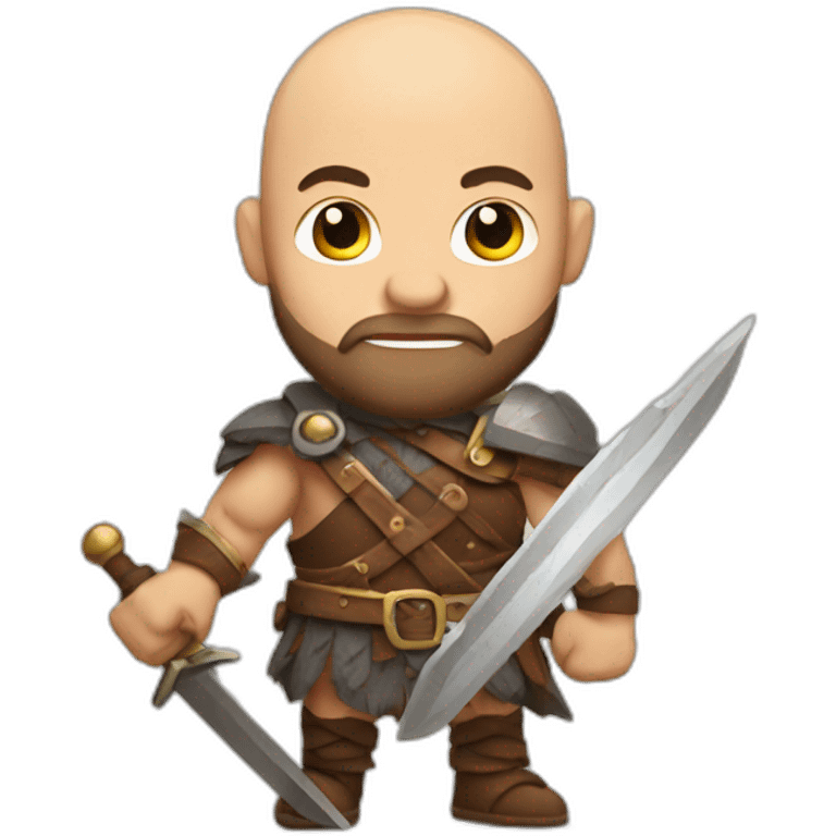 bald bearded barbarian with sword emoji