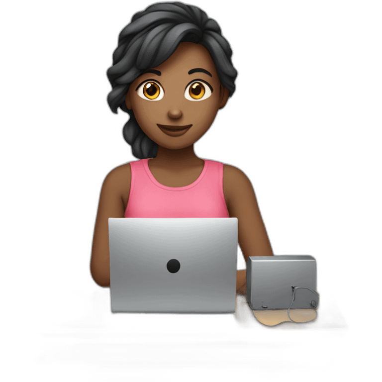 a cute young woman who uses a computer emoji