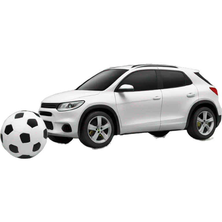 car playing with a soccer in a stadium emoji