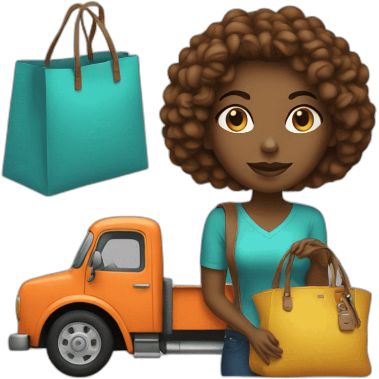 women with truck art color bag emoji