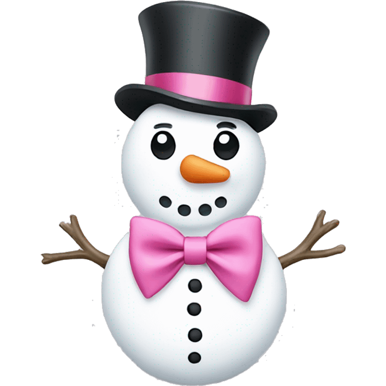 a snowman with a pink bow tie emoji