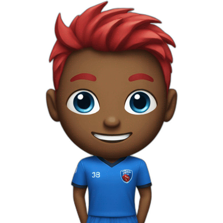 Devil wearing a blue soccer shirt emoji