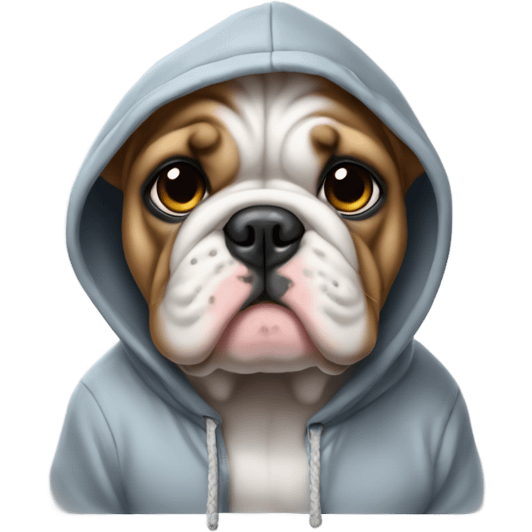 Bulldog puppy wearing a hoodie emoji