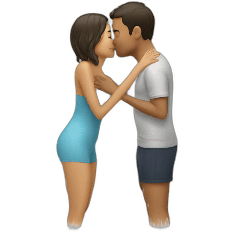 couple kissing under shower emoji