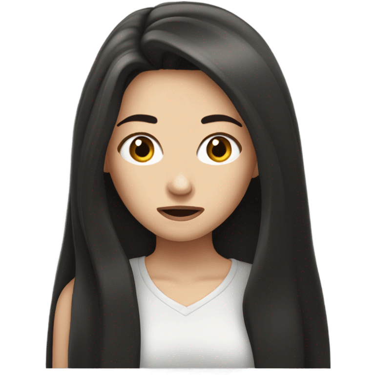 long dark hair white girl grossed out emoji