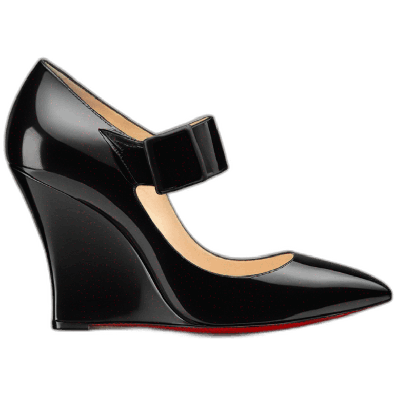 WEDGE heel LOUBOUTIN black leather PATENT emoji