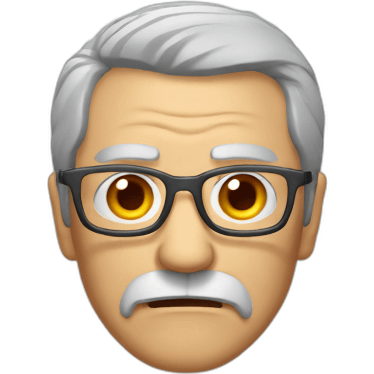 angry old man, grey hair, grey beard, red glasses emoji