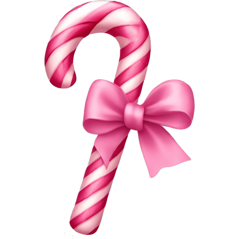 Light pink candy canes, with pink ribbon on it emoji