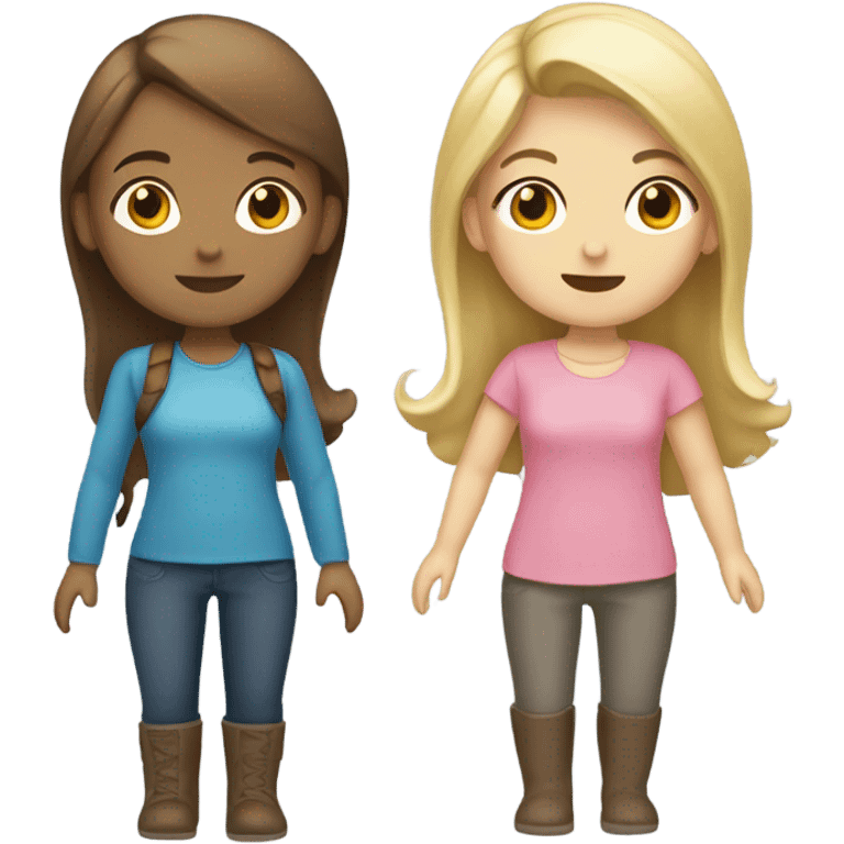 A Girl with Brown Hair and one with blond hair are Shopping emoji