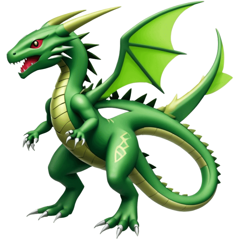  Cool Edgy Shiny Futuristic Ethereal Legendary Rayquaza-Digimon-Tyranitar-Flygon-hybrid full body emoji