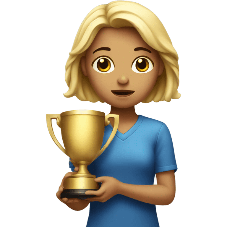 Sad girl holding trophy  emoji