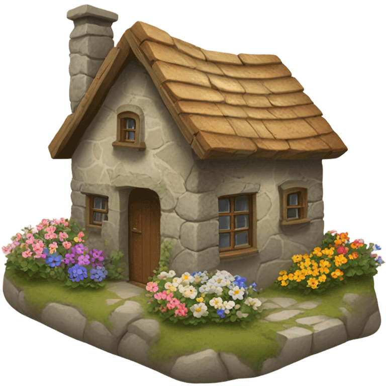 Little stone cottage with flowers emoji