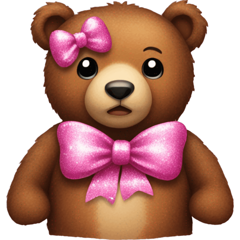 A bear with a pink bow and glitter emoji