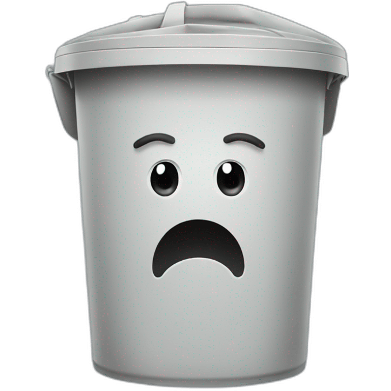 Trash bin with a face emoji