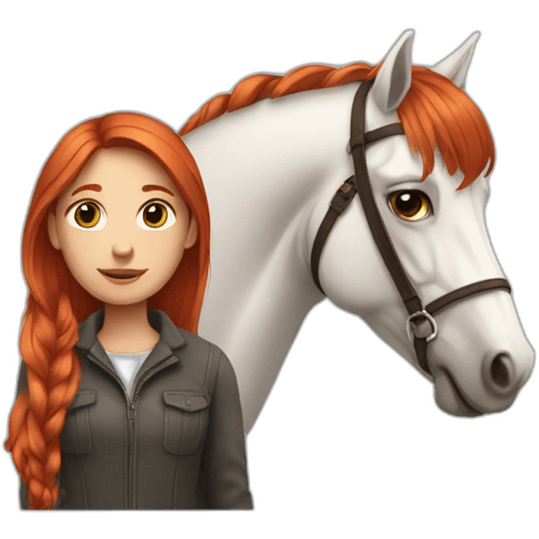 Red haired Girl with horse emoji