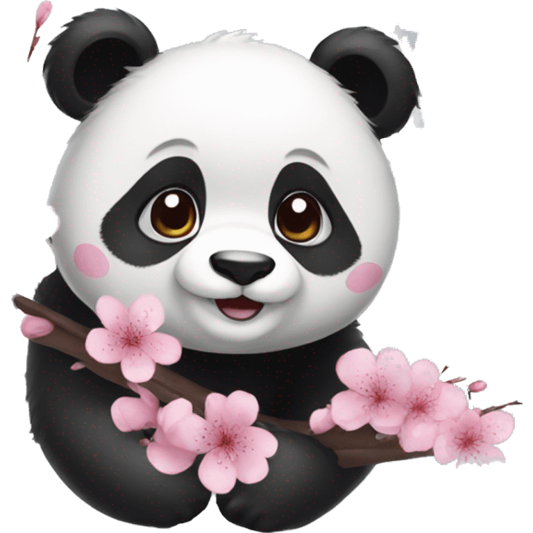 Panda with cherry blossom in its hair emoji