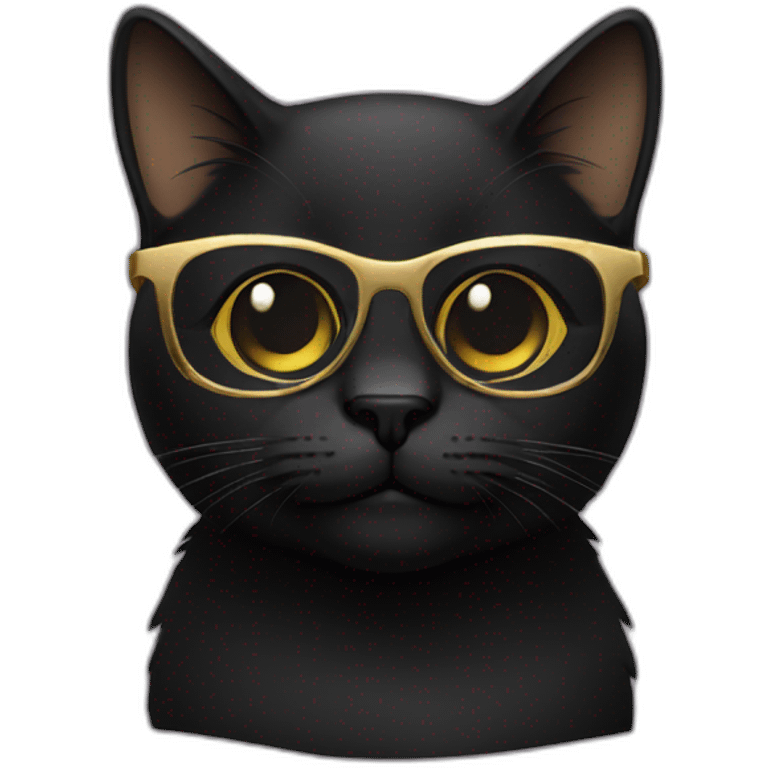 Black-cat-with-gold-framed-glasses emoji