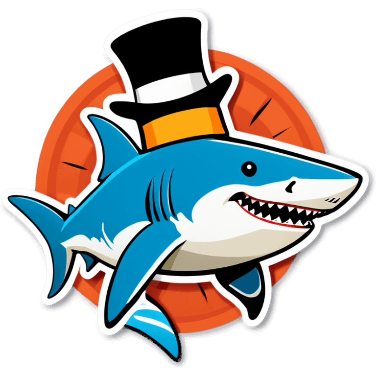 Shark with a top hat emoji