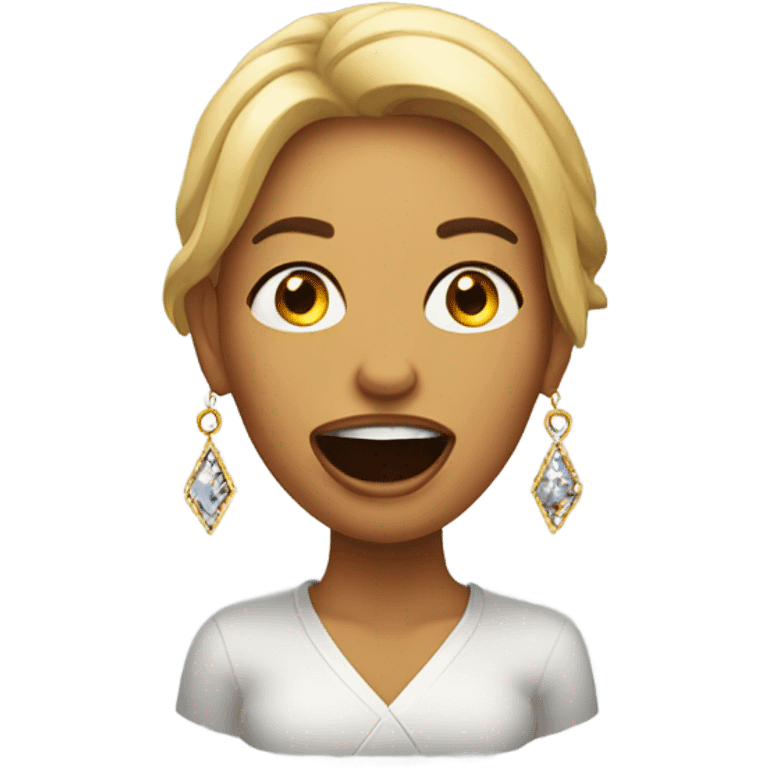 woman with earrings open mouth emoji