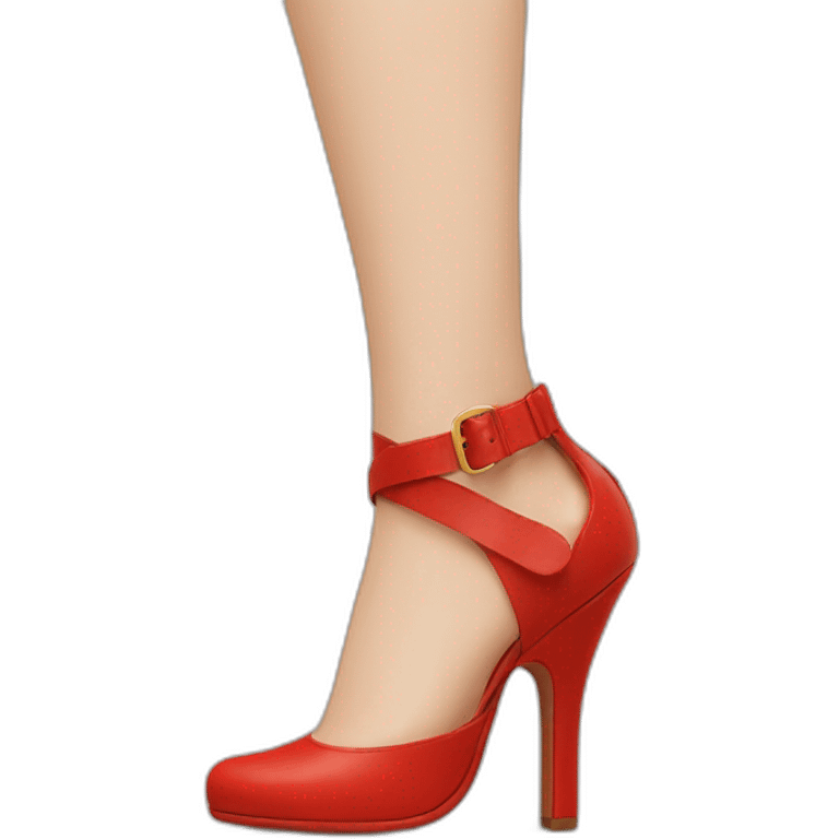 Red strap heel with leg  emoji