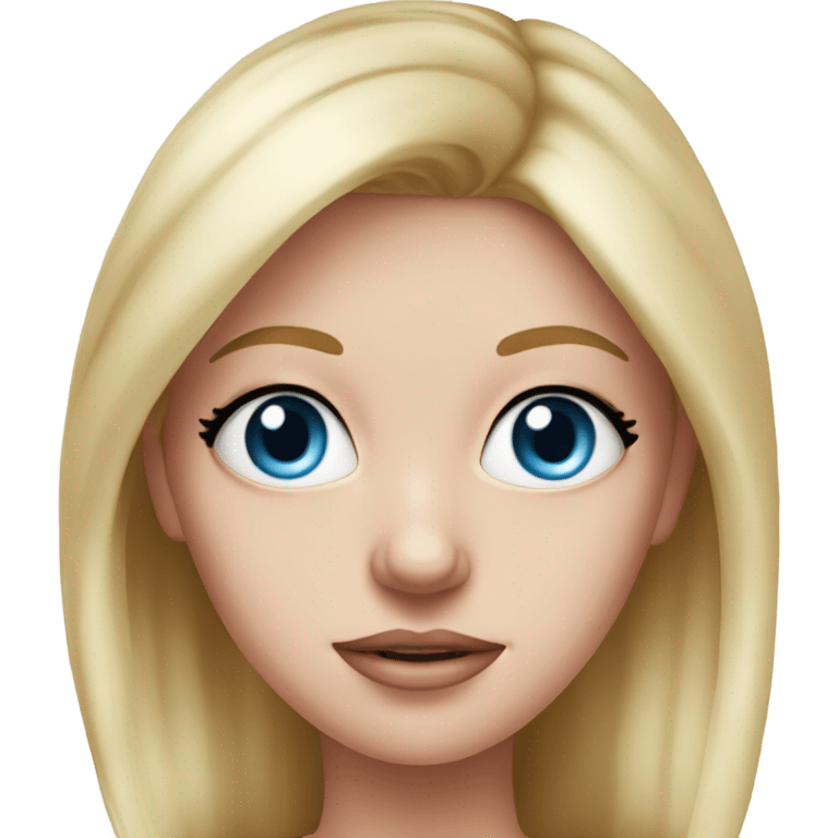 blue eyed blonde woman with fever, realistic pink emoji