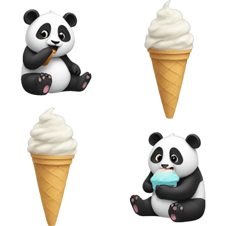 Panda eating ice cream emoji